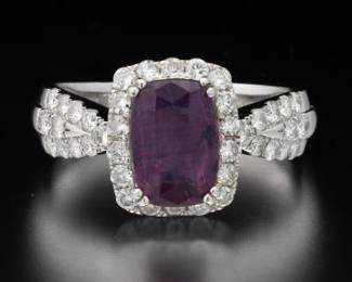 GIA Certified Sapphire and Diamond Ring in .900 Platinum Mount