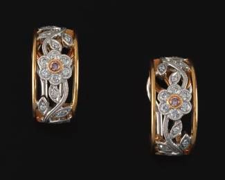 Simon G. Pair of Gold and Diamond Hoops