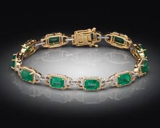 14K Emerald an Diamond Bracelet