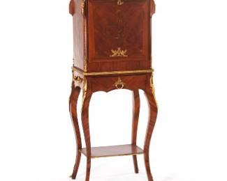 Louis XVStyle Gilt Bronze Mounted and Marquetry Inlaid Ladies Vanity Cabinet
