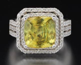 Ladies Gold, Sphene and Diamond Ring