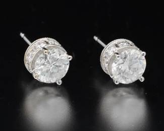 1.44 Carat Pair of Diamond Stud Earrings