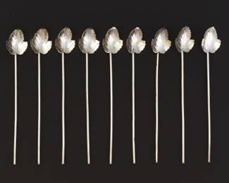 Mexican Sterling Silver Nine Ice Tea Leaf Spoons