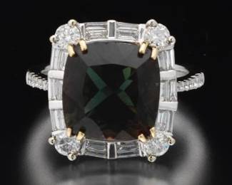 Ladies Good, No Heat Labradorite and Diamond Ring