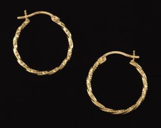 Ladies Pair of Gold Twisted Design Hoops