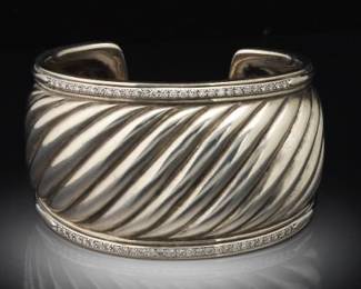David Yurman Sterling Silver and Diamond Bangle