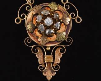 Victorian 14K And Diamond Drop