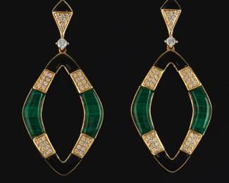 14K Art Deco Style Drop Earrings