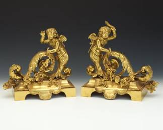 Mated Pair of Circa 1880 French Bronze Chenets