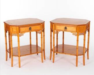 Pair of Faux Bamboo Octagonal Side Tables