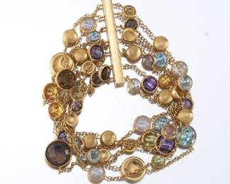 Ladies Marco Bicego Style Gold and Gem Stones Mutistrand Bracelet