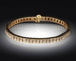 Ladies Gold and Diamond Invisible Setting Bracelet