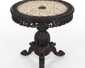 Chinese Carved Hardwood and Mosaic Table