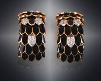 Roberto Coin Animalier Gold, Diamond, and Enamel Earrings