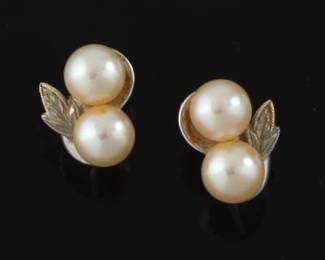 Mikimoto Pearl and Gold Earrings