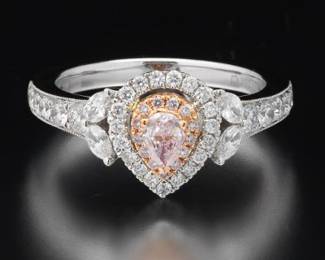 18K Pink and White Diamond Ring