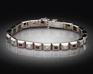 Tiffany Co. Gold, Diamond and Ruby Bracelet