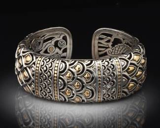 John Hardi Gold and Sterling Silver Dragons Bangle