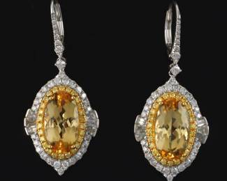 14K Imperial Topaz an Diamond Earrings