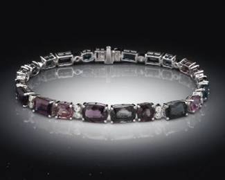 A Natural Spinel and Diamond .900 Platinum Bracelet