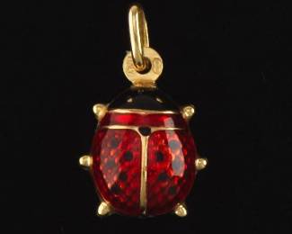 Ladies Gold and Enamel Ladybug Pendant