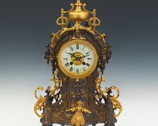 19th Century French Style Rococo Bronze Mantle Clock Retailed by Tiffany
