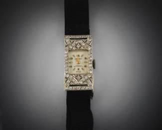 Art Deco 18k Gold and Diamond Dress Watch by A.D. Allemann