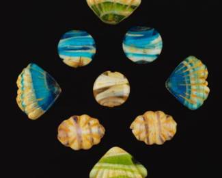 Nine RomanoEgyptian Glass Beads in the Form of Shells