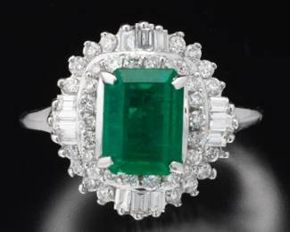 Ladies Gold, Emerald and Diamond Ring