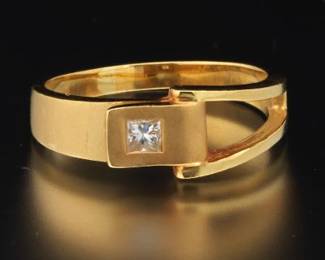 Ladies Gold and Diamond Belt Hook Ring