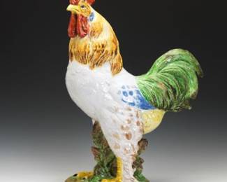Large Italian Majolica Rooster Figure