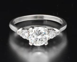 Ladies Retro Platinum and Diamond Ring
