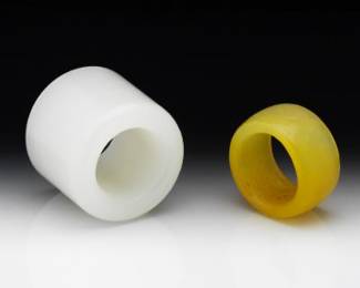 Peking Glass Ring Yellow Jade Scholars Ring