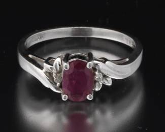 Platinum, Ruby, and Diamond Ring
