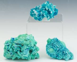 Group of Three Blue Mineral Specimens