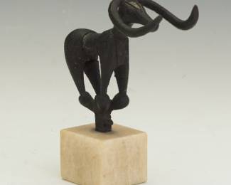 Bronze Age Style Anatolia Bull Cabinet Sculpture on Base