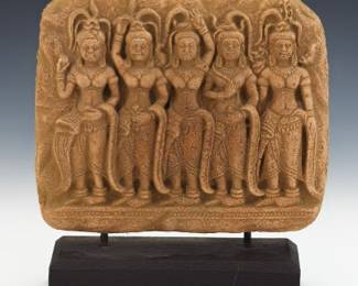 SouthEast Asia Temple Stone Plaque on Stand