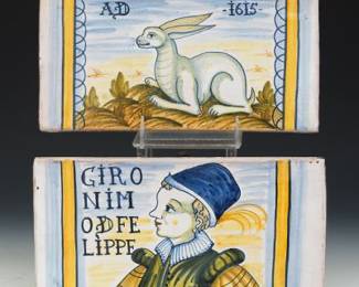 Pair of Italian Maiolica Plaques, Saca Castelli