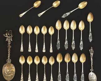 Silver Demitasse and Souvenir Spoons