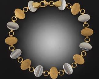 Ladies TwoTone Gold Reversible Station Bracelet