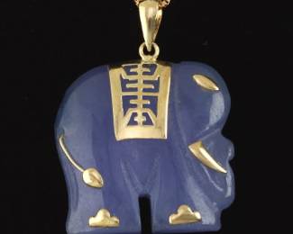 Lavender Jade Elephant Pendant on Chain