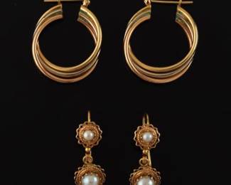 Two Pair Of 14K Earrings