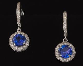 A Pair of Tanzanite and Diamond Earrings