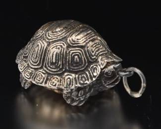 Incredible Lifelike Sterling Silver Turtle Pill Box Pendant