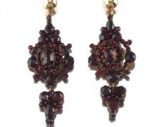 Victorian Style Bohemian Garnet Drop Earrings