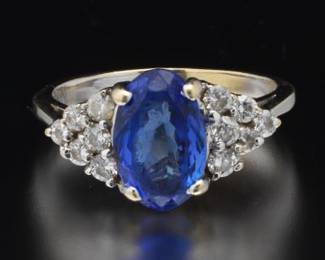 Ladies Tanzanite and Diamond Ring