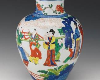 Chinese Ming Dynasty Style Wucai Large Vase, ca. 19th Century