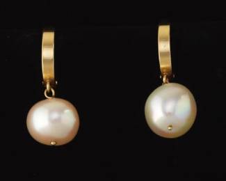 A Pair of Gold and Pearl Drop Earrings