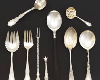Collection of Nine Sterling Silver Serving Utensils, by Different Makers