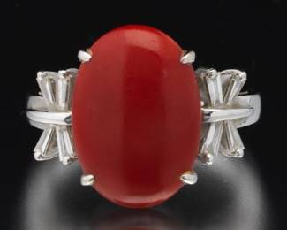 Ladies Carnelian and Diamond Ring